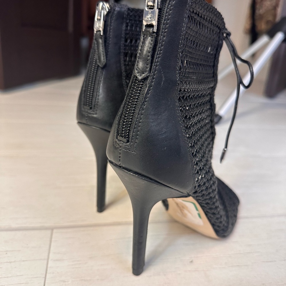 Sam Edelman Black Woven Lace-Up Heels - Picture 8 of 8